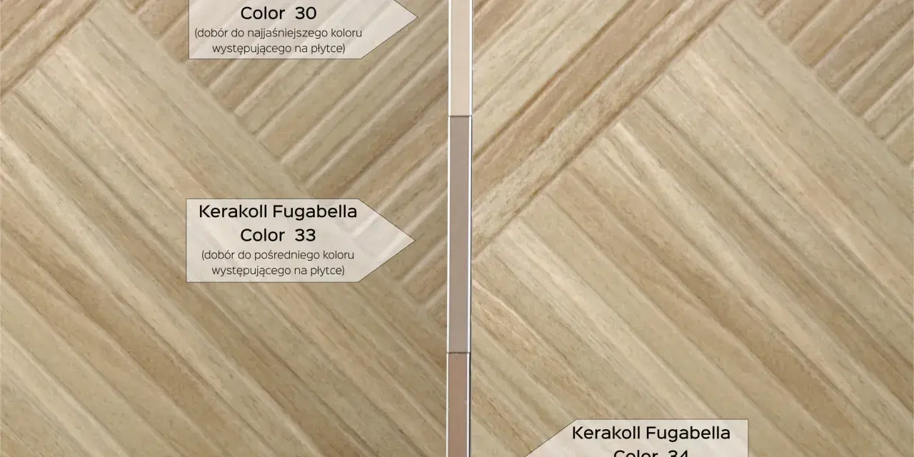 Jak dobrać fugę do płytek? Przykłady fug Kerakoll Fugabella: Color 30 (do najjaśniejszego), 33 (do pośredniego), 34 (do najciemniejszego).