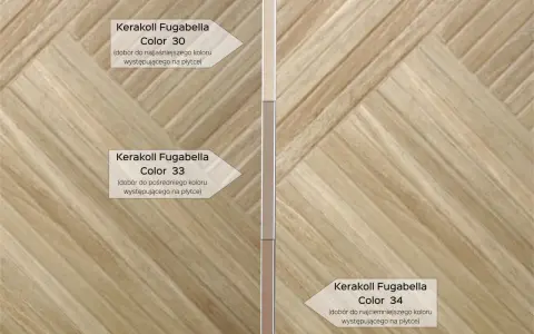 Jak dobrać fugę do płytek? Przykłady fug Kerakoll Fugabella: Color 30 (do najjaśniejszego), 33 (do pośredniego), 34 (do najciemniejszego).